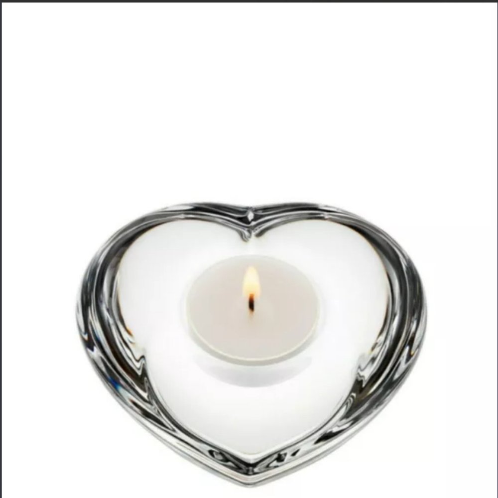 🍒 ORREFORS Sweden Amour Crystal Tealight Heart Scandi Candle Holder
